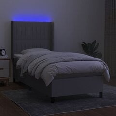 vidaXL kontinentaalvoodi madrats ja LED, helehall, 80x200 cm, kangas цена и информация | Кровати | kaup24.ee