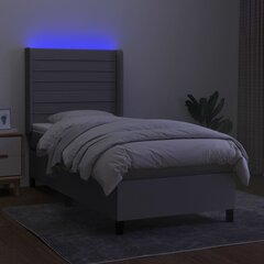 vidaXL kontinentaalvoodi madratsi ja LED-valgustusega, helehall, 80x200 cm, kangas цена и информация | Кровати | kaup24.ee