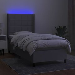 vidaXL kontinentaalvoodi madratsi ja LED-valgustusega, helehall, 80x200 cm, kangas цена и информация | Кровати | kaup24.ee