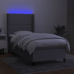 vidaXL kontinentaalvoodi madratsi ja LED-valgustusega, helehall, 80x200 cm, kangas hind ja info | Voodid | kaup24.ee