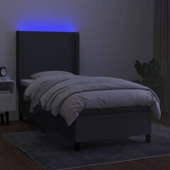 vidaXL kontinentaalvoodi madratsi ja LED-valgustusega, tumehall, 80x200 cm, kangas цена и информация | Кровати | kaup24.ee