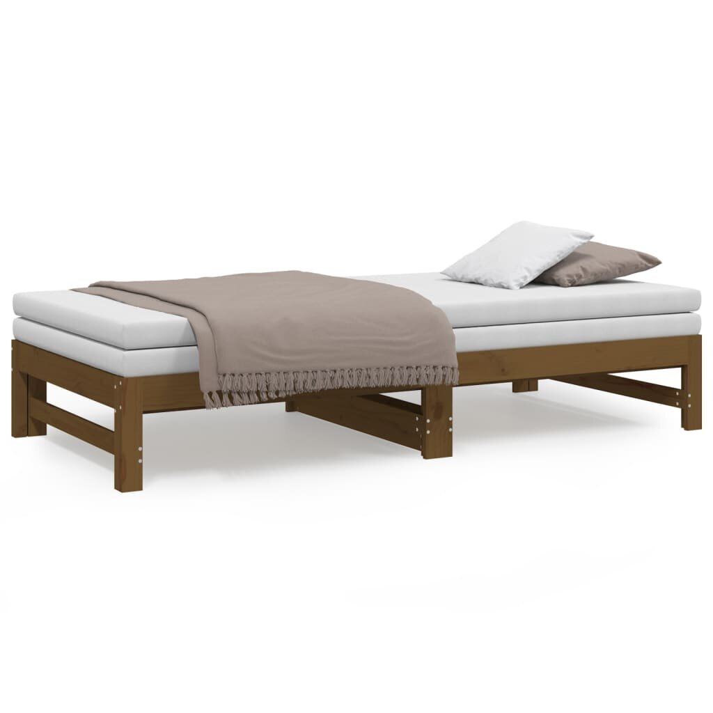 vidaXL väljatõmmatav voodi, meepruun, 2x(75x190) cm, männipuit hind ja info | Voodid | kaup24.ee