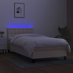 vidaXL kontinentaalvoodi madratsi ja LED-valgustusega, kreemjas, 80x200 cm, kangas цена и информация | Кровати | kaup24.ee