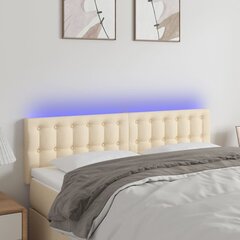vidaXL LED-voodipeats, kreemjas, 144x5x78/88 cm, kangas hind ja info | Voodid | kaup24.ee