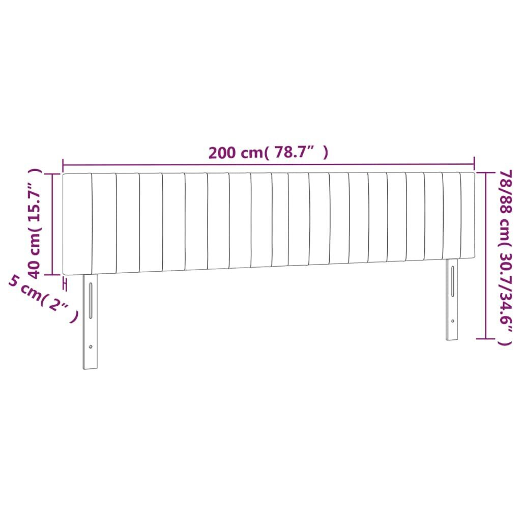 vidaXL LED-voodipeats, roosa, 200x5x78/88 cm, samet hind ja info | Voodid | kaup24.ee