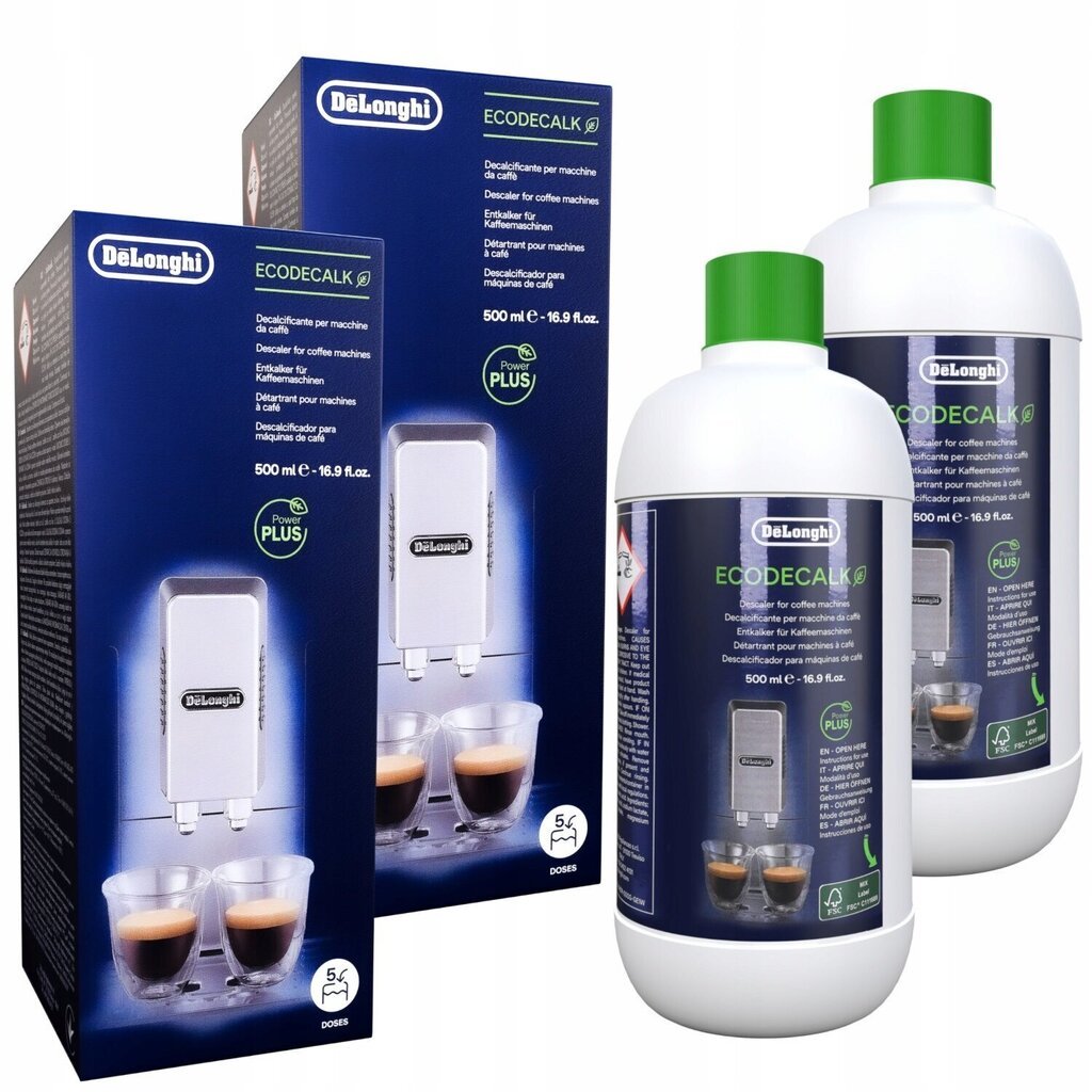 Delonghi EcoDecalk kohvimasinate katlakivieemaldamise vedelik, 2x500 ml цена и информация | Kohvimasinate lisatarvikud | kaup24.ee