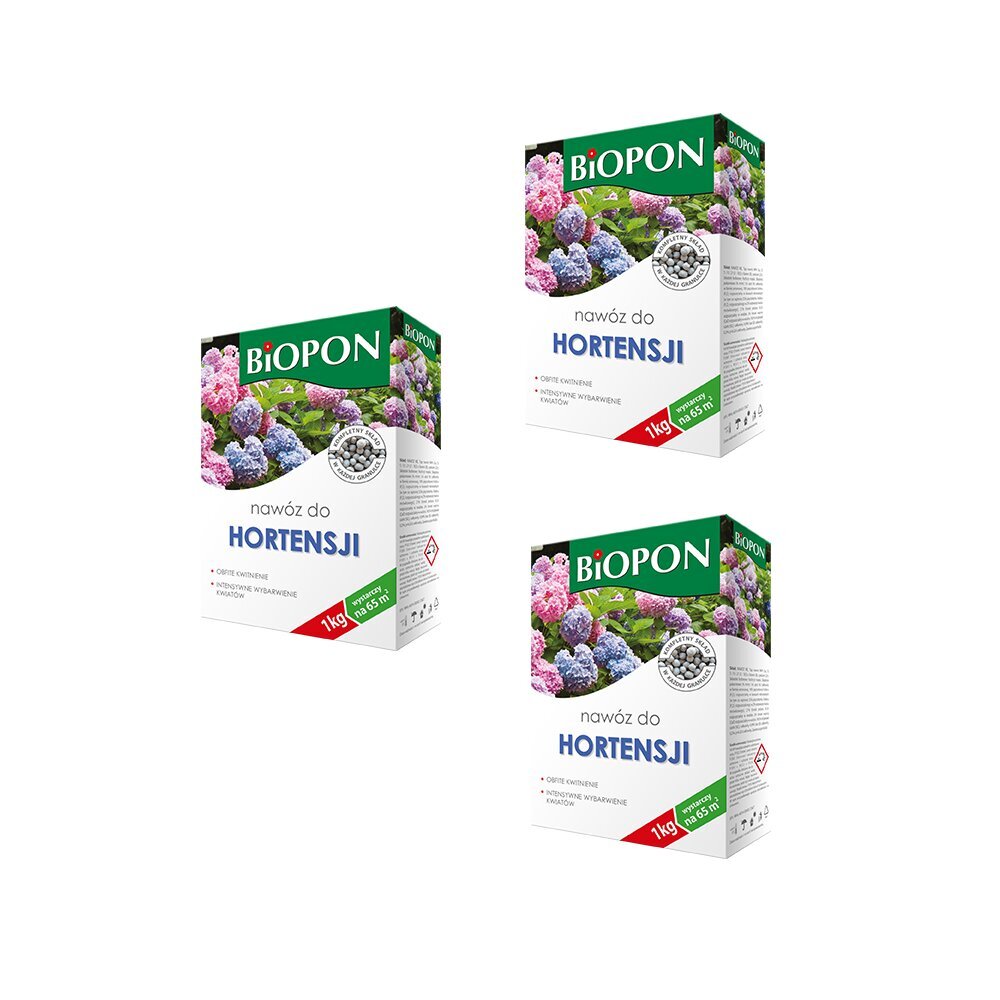 Väetise graanulid Biopon hortensiale, 3 kg hind ja info | Kuivväetised | kaup24.ee