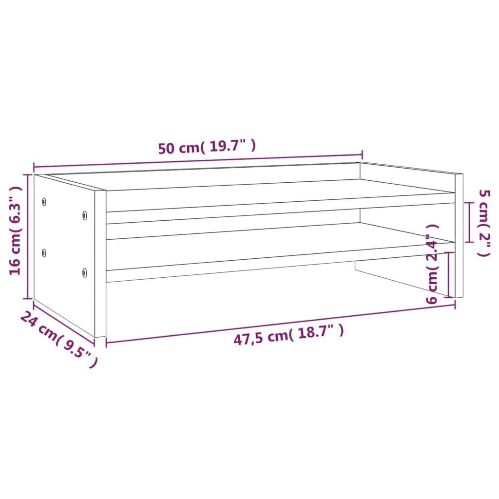 vidaXL monitorialus, hall, 50 x 24 x 16 cm, männipuit цена и информация | Monitori hoidjad | kaup24.ee