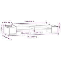 vidaXL monitorialus, hall, 100 x 27,5 x 15 cm, männipuit цена и информация | Кронштейны для монитора | kaup24.ee