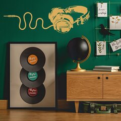 Vinüül seinakleebis, oranž kõrvaklapid muusikakujundus - 120 x 40 cm hind ja info | Seinakleebised | kaup24.ee