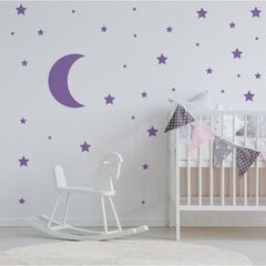 Vinüülist seinakleebis Purple Stars and Moon Interior decor - 116 tk. цена и информация | Декоративные наклейки | kaup24.ee