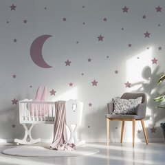 Vinüülist seinakleebis Pink Stars and Moon Interior decor - 116 tk. цена и информация | Декоративные наклейки | kaup24.ee