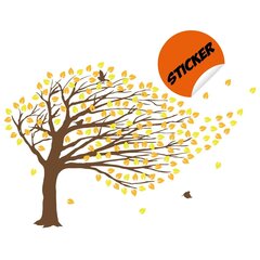 Виниловая наклейка на стену Осеннее дерево под ветром Ботанический декор интерьера - 78 х 120 см цена и информация | Декоративные наклейки | kaup24.ee