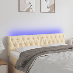 vidaXL LED-voodipeats, kreemjas, 144x7x78/88 cm, kangas цена и информация | Кровати | kaup24.ee