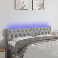 vidaXL LED-voodipeats, helehall, 160x7x78/88 cm, kangas цена и информация | Кровати | kaup24.ee