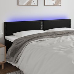 vidaXL LED-voodipeats, must, 200x5x78/88 cm, kunstnahk цена и информация | Кровати | kaup24.ee