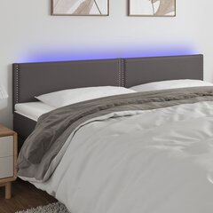 vidaXL LED-voodipeats, hall, 200x5x78/88 cm, kunstnahk hind ja info | Voodid | kaup24.ee