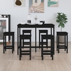vidaXL 7-osaline baarikomplekt, must, männipuit цена и информация | Комплекты мебели для столовой | kaup24.ee