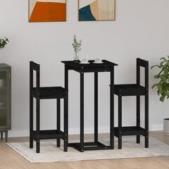 vidaXL 3-osaline baarikomplekt, must, männipuit цена и информация | Комплекты мебели для столовой | kaup24.ee