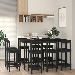 vidaXL 9-osaline baarikomplekt, must, männipuit цена и информация | Комплекты мебели для столовой | kaup24.ee