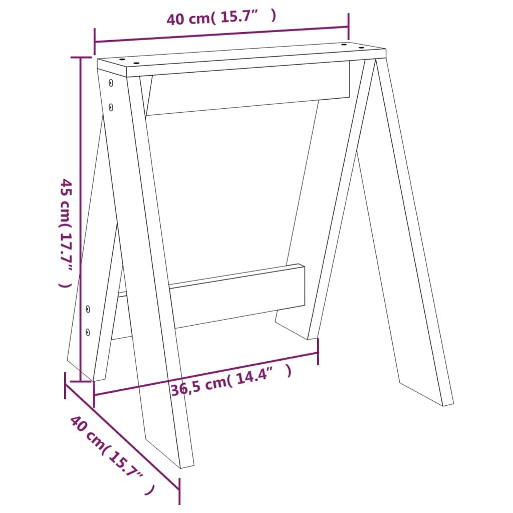 vidaXL pukid 2 tk, must, 40 x 40 x 45 cm, männipuit цена и информация | Söögitoolid, baaritoolid | kaup24.ee