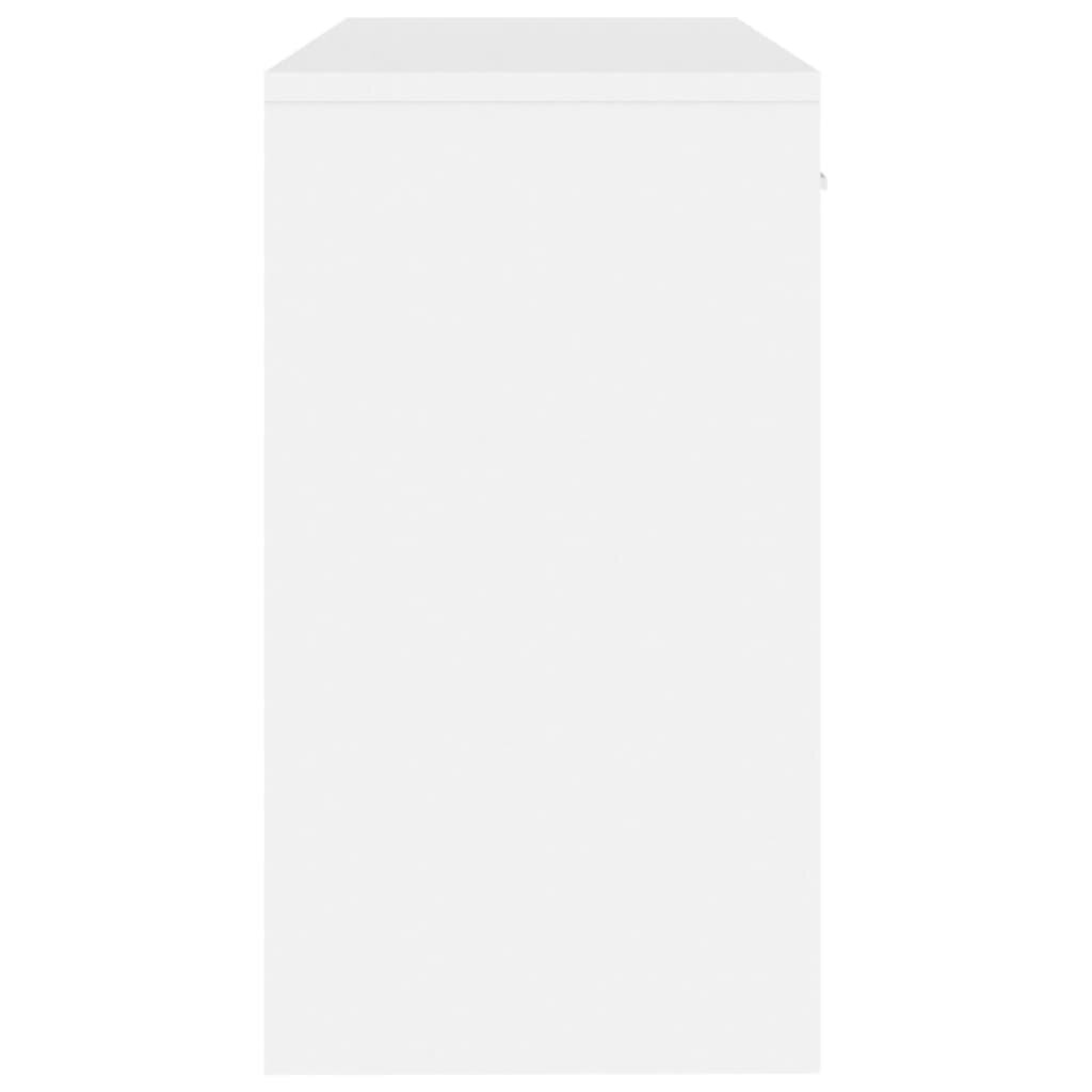 vidaXL sahtli ja kapiga kirjutuslaud, kõrgläikega valge, 100x40x73 cm hind ja info | Arvutilauad, kirjutuslauad | kaup24.ee