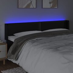 vidaXL LED-voodipeats, must, 183x16x78/88 cm, kunstnahk hind ja info | Voodid | kaup24.ee