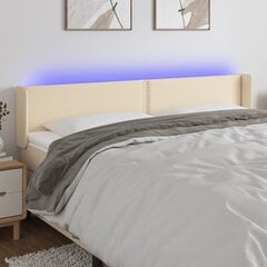 vidaXL LED-voodipeats, kreemjas, 183x16x78/88 cm, kangas цена и информация | Кровати | kaup24.ee