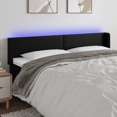 vidaXL LED-voodipeats, must, 163x16x78/88 cm, kunstnahk hind ja info | Voodid | kaup24.ee