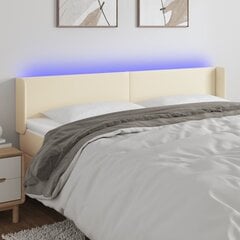 vidaXL LED-voodipeats, kreemjas, 163x16x78/88 cm, kunstnahk цена и информация | Кровати | kaup24.ee