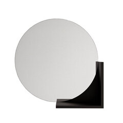 Круглое черное зеркало Skandica LUCIJA с полкой / диаметр 60 см цена и информация | Подвесные зеркала | kaup24.ee