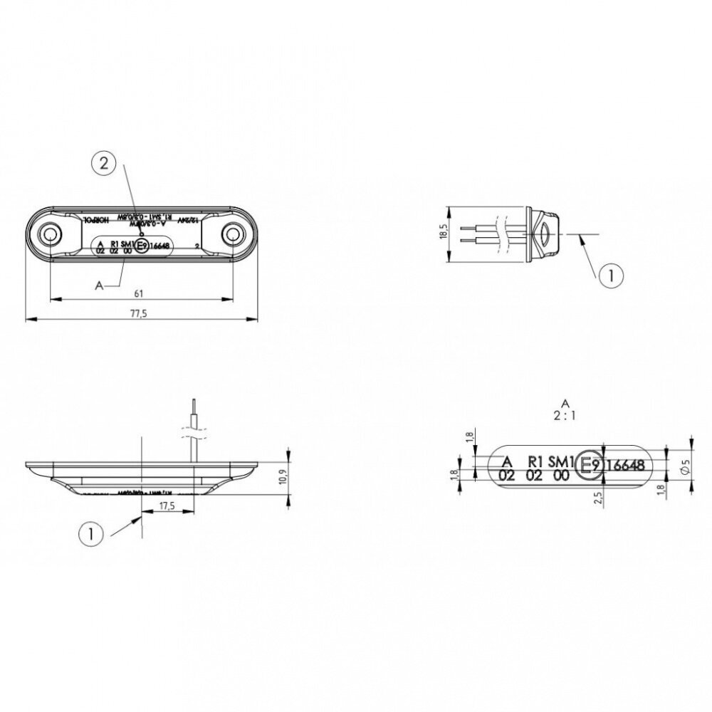 Haagise gabariit LED valge LD 2327 Horpol hind ja info | Haagised ja varuosad | kaup24.ee