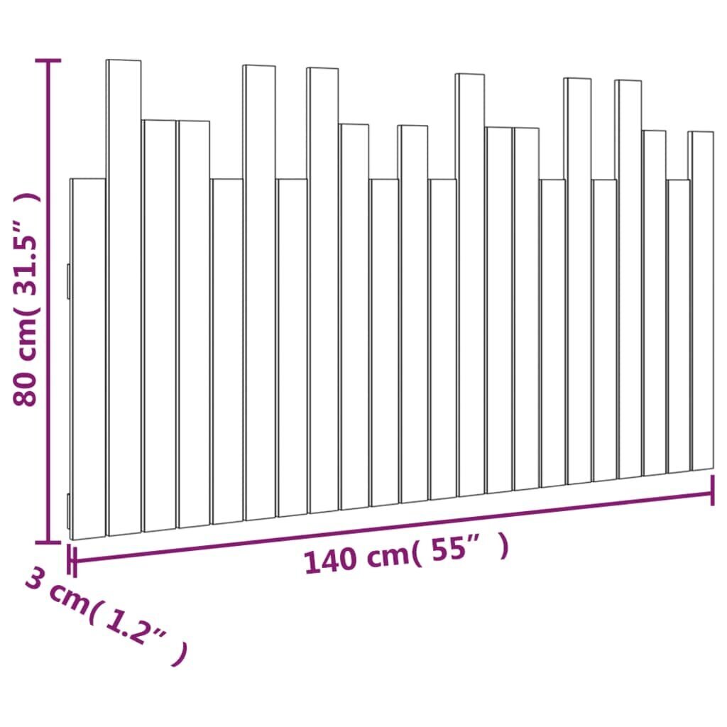 vidaXL seinale kinnitatav voodipeats, meepruun, 140x3x80 cm, männipuit hind ja info | Voodid | kaup24.ee