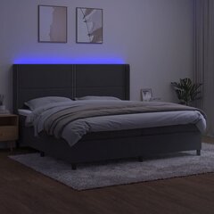 vidaXL kontinentaalvoodi madratsiga ja LED, tumehall, 200x200 cm, samet цена и информация | Кровати | kaup24.ee