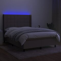 vidaXL kontinentaalvoodi madratsiga ja LED, pruunikas, 140x190 cm, kangas цена и информация | Кровати | kaup24.ee