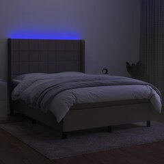 vidaXL kontinentaalvoodi madratsiga ja LED, pruunikas, 140x190 cm, kangas hind ja info | Voodid | kaup24.ee