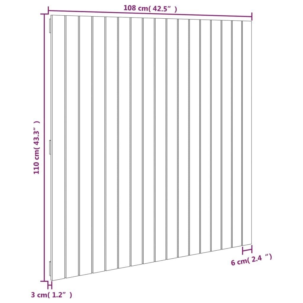 vidaXL seinale kinnitatav voodipeats, valge, 108x3x110 cm, männipuit hind ja info | Voodid | kaup24.ee