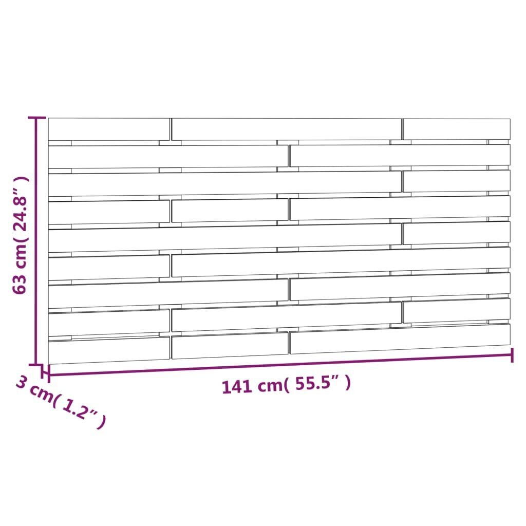 vidaXL seinale kinnitatav voodipeats, meepruun, 141x3x63 cm, männipuit hind ja info | Voodid | kaup24.ee