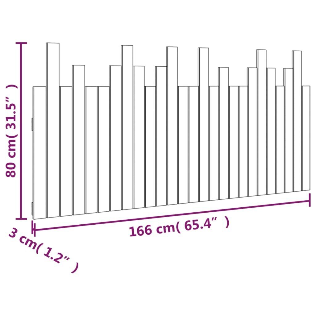 vidaXL seinale kinnitatav voodipeats, must, 166x3x80 cm, männipuit цена и информация | Voodid | kaup24.ee