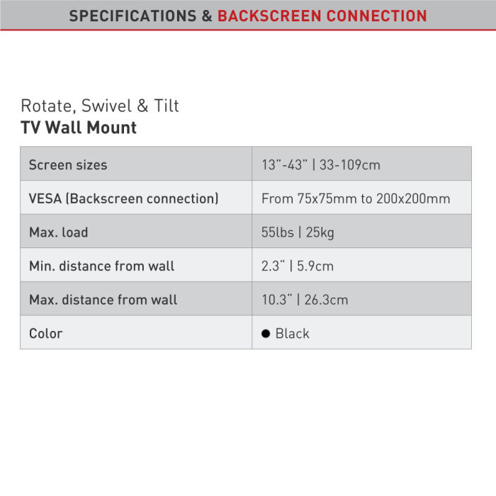 Teleri seinakinnitus Barkan AL230, 13"-43", 25 kg, 200x200 mm hind ja info | Teleri seinakinnitused ja hoidjad | kaup24.ee