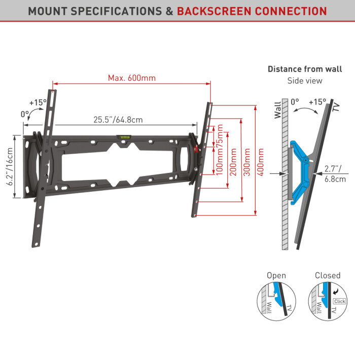 Teleri seinakinnitus Barkan AL41, 13"-90", 60 kg, 600x400 mm hind ja info | Teleri seinakinnitused ja hoidjad | kaup24.ee