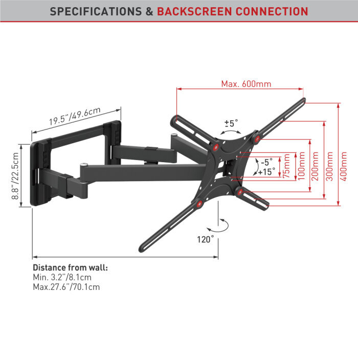 Teleri seinakinnitus Barkan AL4640L, 13"-90", 60 kg, 600x400 mm цена и информация | Teleri seinakinnitused ja hoidjad | kaup24.ee