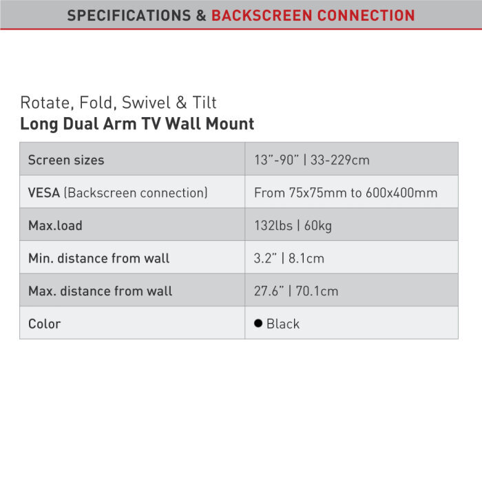 Teleri seinakinnitus Barkan AL4640L, 13"-90", 60 kg, 600x400 mm hind ja info | Teleri seinakinnitused ja hoidjad | kaup24.ee