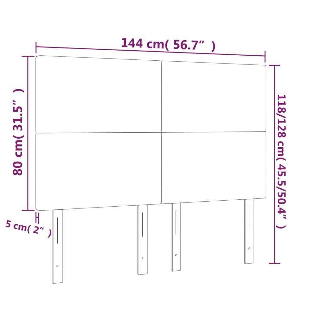 vidaXL LED-voodipeats, tumehall, 144x5x118/128 cm, samet цена и информация | Voodid | kaup24.ee