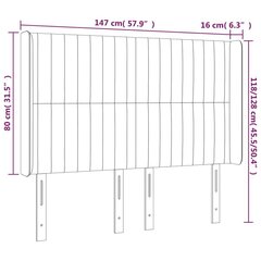 vidaXL LED-voodipeats, kreemjas, 147x16x118/128 cm, kangas цена и информация | Кровати | kaup24.ee