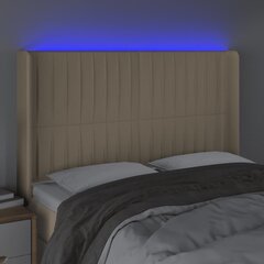 vidaXL LED-voodipeats, kreemjas, 147x16x118/128 cm, kangas цена и информация | Кровати | kaup24.ee