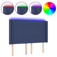 vidaXL LED-voodipeats, sinine, 147x16x118/128 cm, kangas цена и информация | Кровати | kaup24.ee