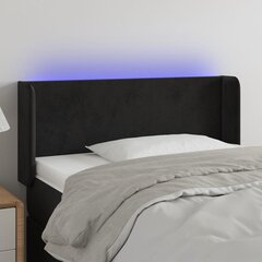 Изголовье со светодиодом, черное, 83x16x78/88 см, бархат цена и информация | Кровати | kaup24.ee