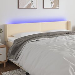 vidaXL LED-voodipeats, kreemjas, 163x16x78/88 cm, kangas цена и информация | Кровати | kaup24.ee