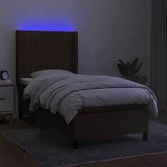 vidaXL kontinentaalvoodi madrats ja LED, tumepruun, 90x190 cm, kangas цена и информация | Кровати | kaup24.ee